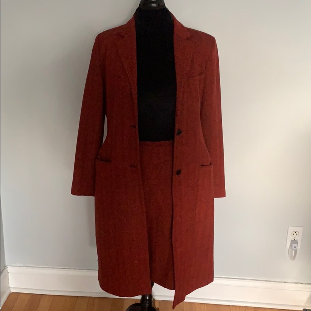 Red and Black skirt suit